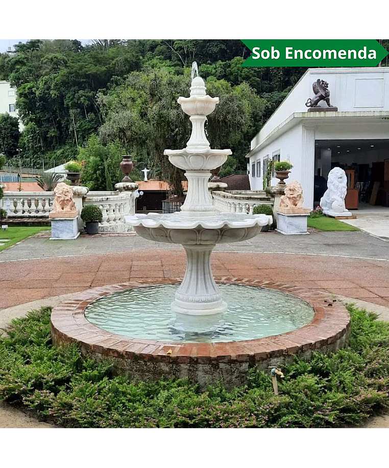 imagem do produto Chafariz 3 Pratos Mármore Branco 200cm - FMP186 Destaque no Paisagismo