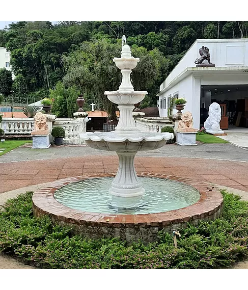 imagem de Chafariz 3 Pratos Mármore Branco 200cm - FMP186