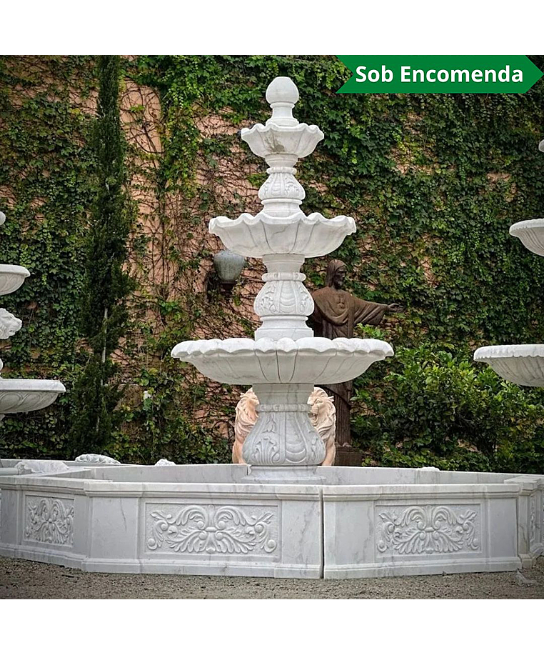 imagem do produto Chafariz Capri com Lago Mármore Branco 230cm - FMP365 Paisagismo Clássico