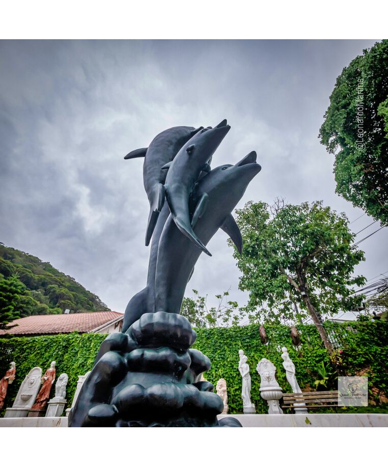 imagem do produto Chafariz de Bronze Dolphin Show 190cm - FBZ399 Luxo em São Paulo Quinta DellArte