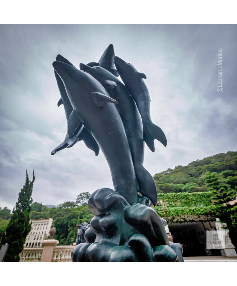 imagem do produto Chafariz de Bronze Dolphin Show 190cm - FBZ399 Luxo em São Paulo Quinta DellArte