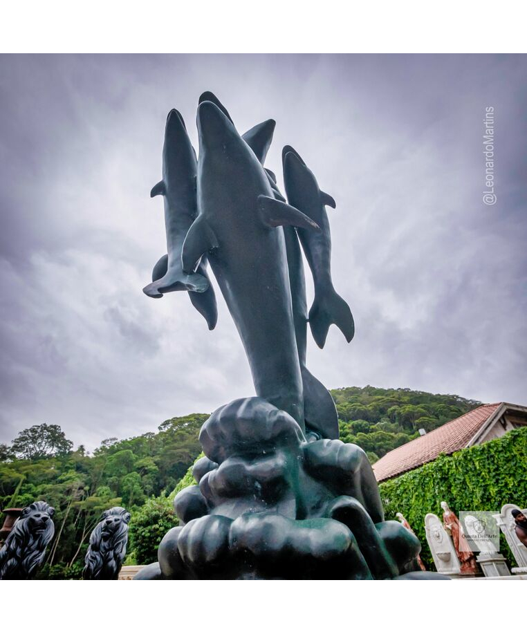 imagem do produto Chafariz de Bronze Dolphin Show 190cm - FBZ399 Luxo em São Paulo Quinta DellArte