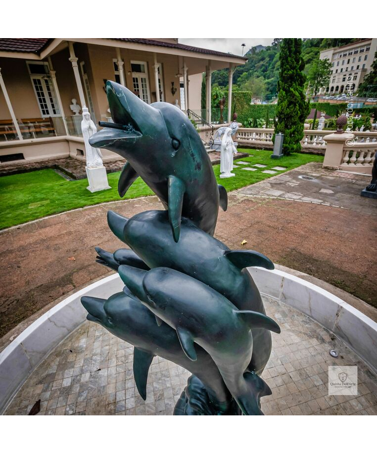 imagem do produto Chafariz de Bronze Dolphin Show 190cm - FBZ399 Luxo em São Paulo Quinta DellArte