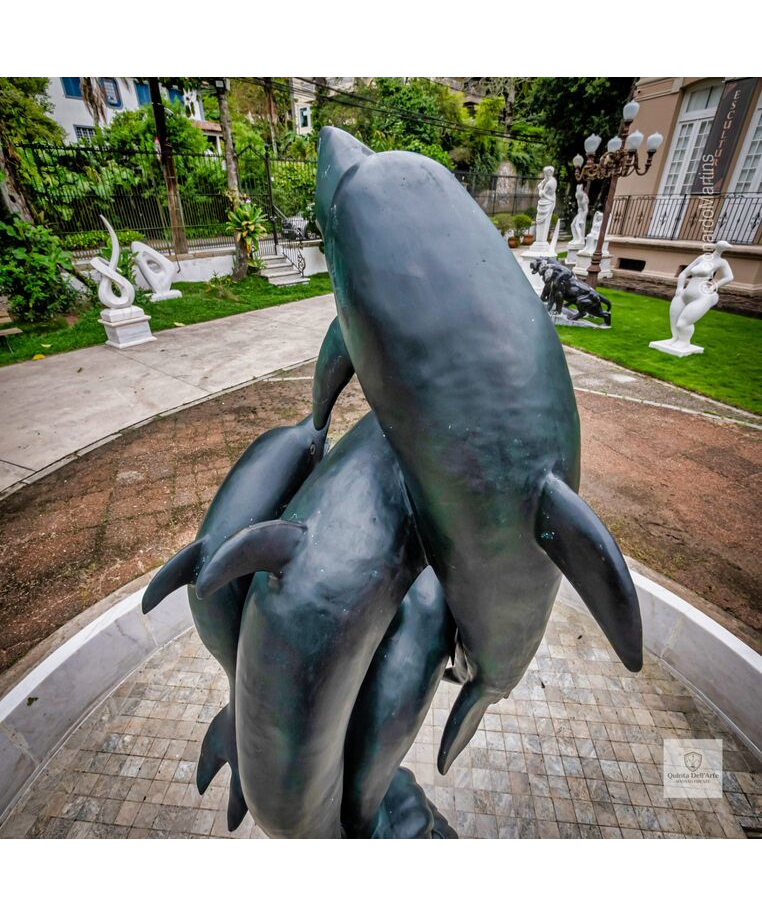 imagem do produto Chafariz de Bronze Dolphin Show 190cm - FBZ399 Luxo em São Paulo Quinta DellArte