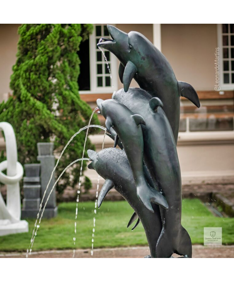 imagem do produto Chafariz de Bronze Dolphin Show 190cm - FBZ399 Luxo em São Paulo Quinta DellArte