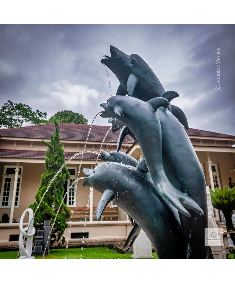 imagem do produto Chafariz de Bronze Dolphin Show 190cm - FBZ399 Luxo em São Paulo Quinta DellArte