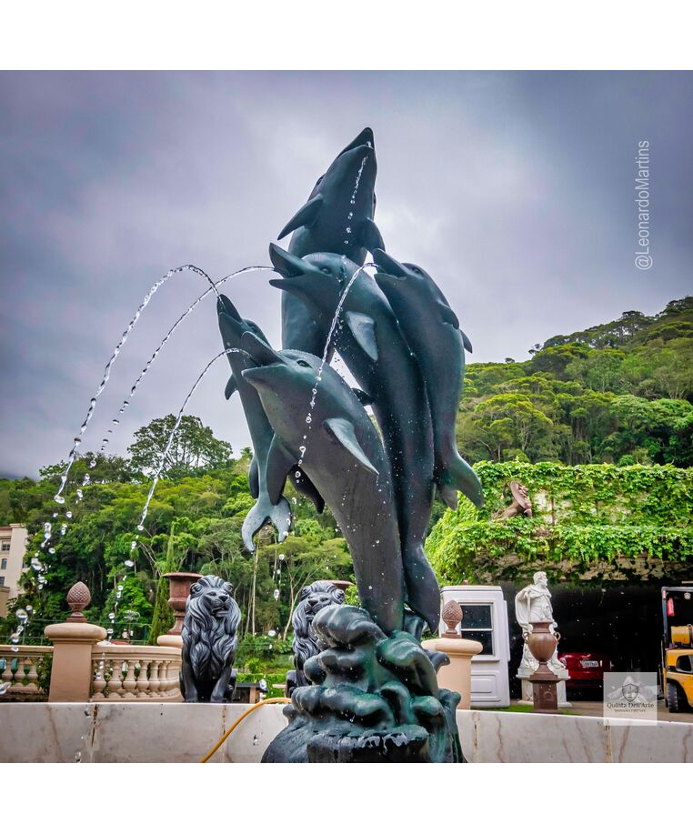 imagem do produto Chafariz de Bronze Dolphin Show 190cm - FBZ399 Luxo em São Paulo Quinta DellArte
