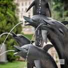 imagem do produto Chafariz de Bronze Dolphin Show 190cm - FBZ399 Luxo em São Paulo Quinta DellArte