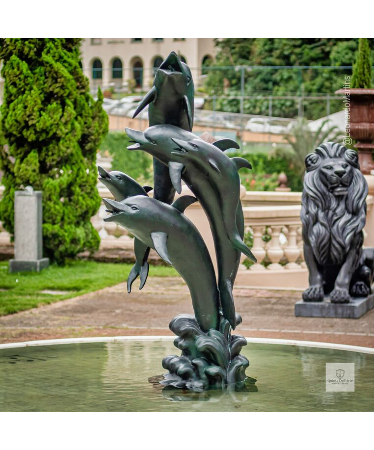 imagem do produto Chafariz de Bronze Dolphin Show 190cm - FBZ399 Luxo em São Paulo Quinta DellArte