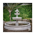 imagem do produto Chafariz de Mármore Branco com 2 pratos e Lago - FMP353 230cm Altura