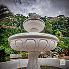 imagem do produto Chafariz de Mármore Branco com 2 pratos e Lago - FMP353 230cm Altura