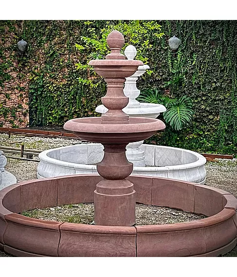 imagem de Chafariz de Mármore Red Estilo Americano com 2 Pratos - 210cm - FMP381