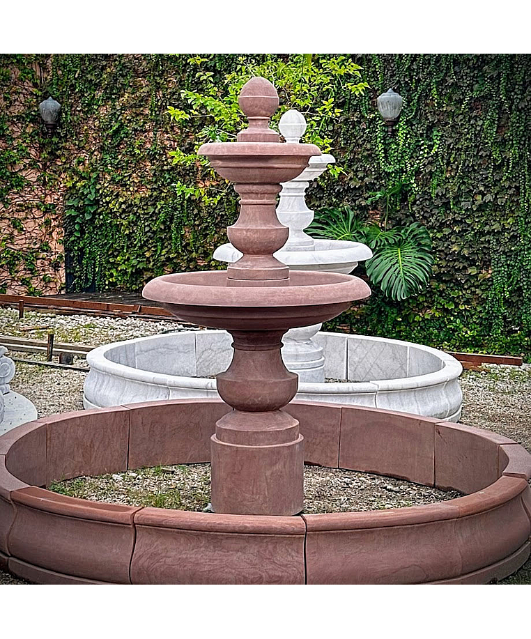 imagem do produto Chafariz de Mármore Red Estilo Americano com 2 Pratos - 210cm - FMP381