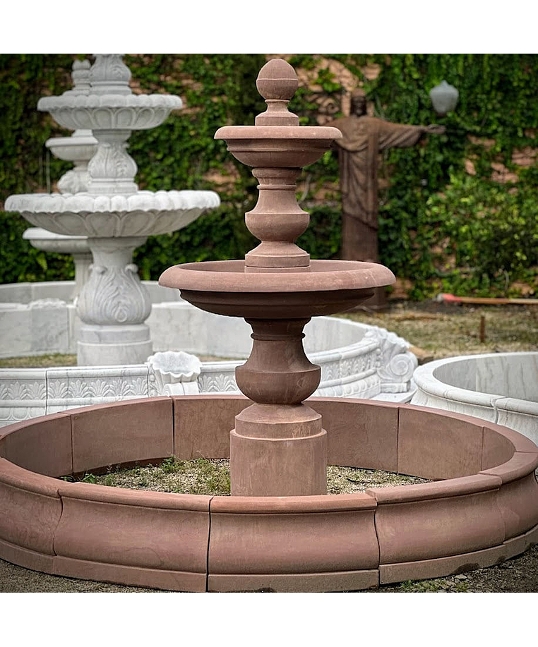 imagem do produto Chafariz de Mármore Red Estilo Americano com 2 Pratos - 210cm - FMP381