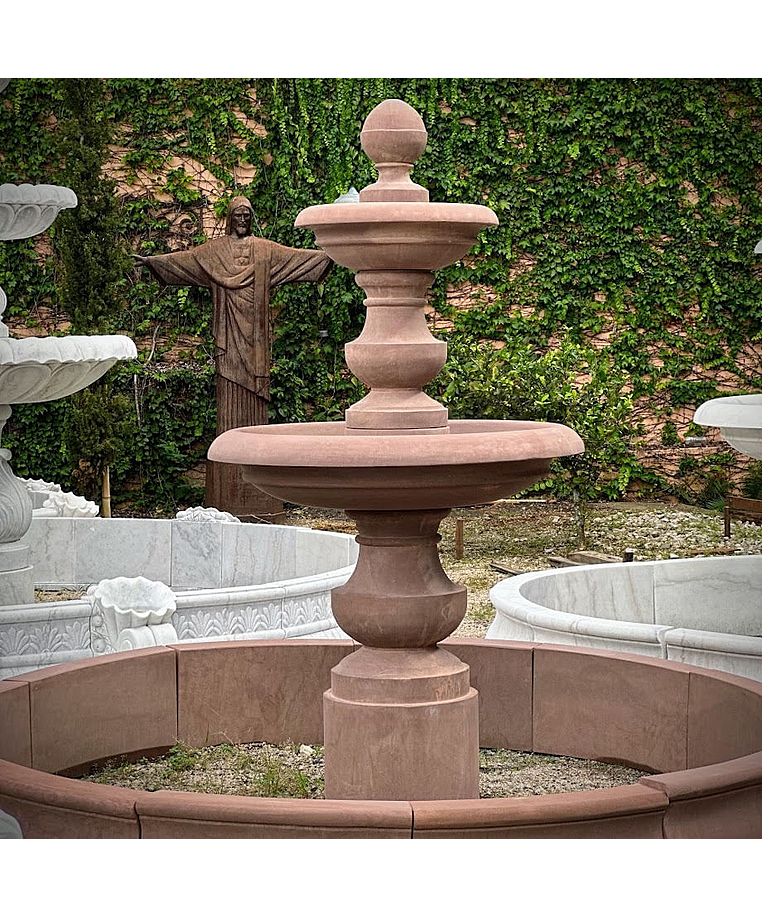 imagem do produto Chafariz de Mármore Red Estilo Americano com 2 Pratos - 210cm - FMP381