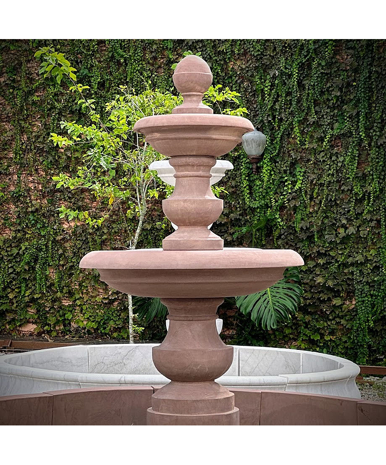 imagem do produto Chafariz de Mármore Red Estilo Americano com 2 Pratos - 210cm - FMP381