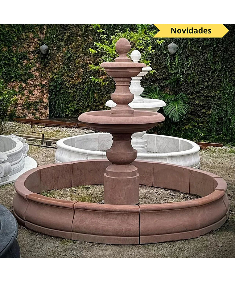 imagem do produto Chafariz de Mármore Red Estilo Americano com 2 Pratos - 210cm - FMP381