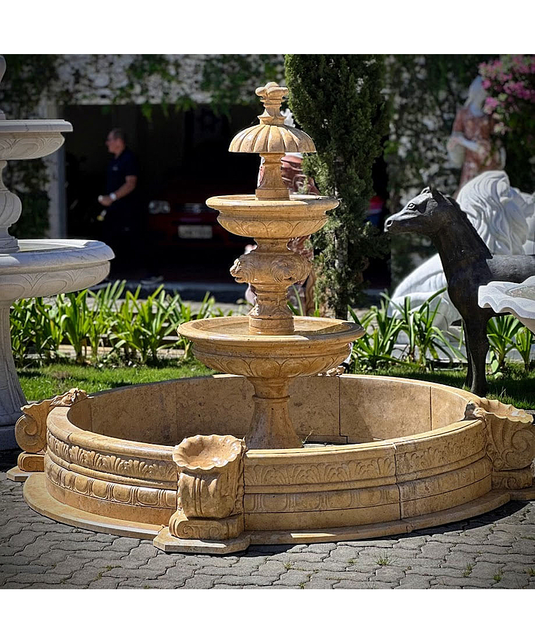 imagem do produto Chafariz Eleganza M�rmore Amarelo com Lago 180cm - FMP377