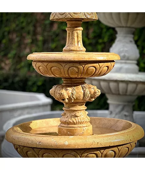 imagem de Chafariz em Mármore Amarelo 165cm - FMP388 Design Clássico para Jardins