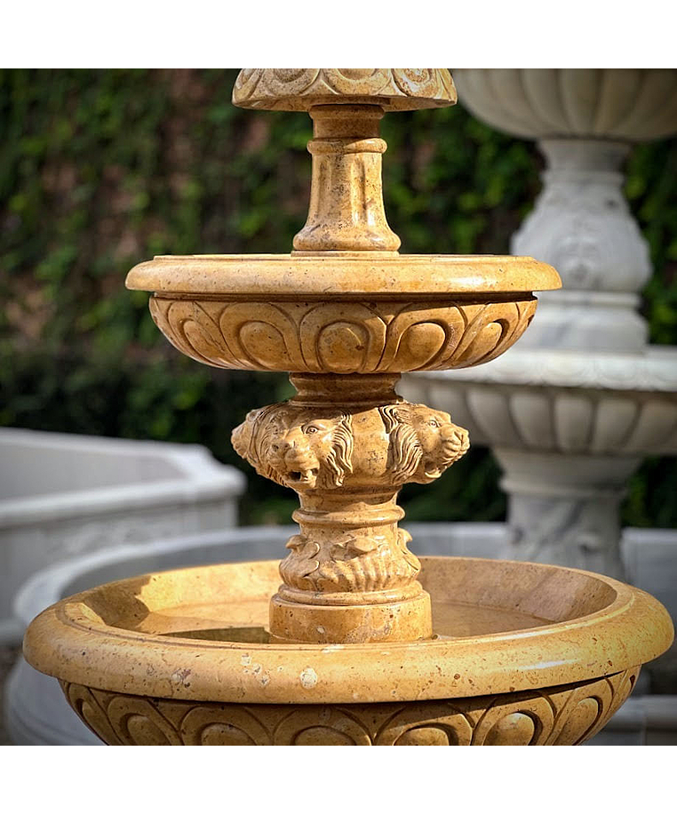 imagem do produto Chafariz em Mármore Amarelo 165cm - FMP388 Design Clássico para Jardins