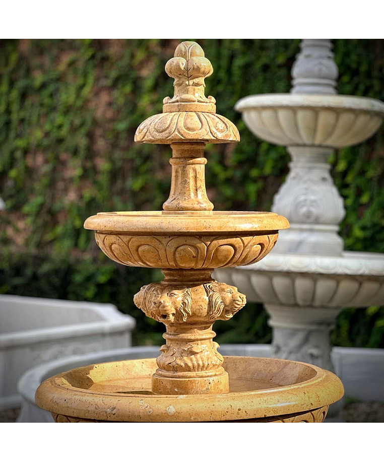 imagem do produto Chafariz em Mármore Amarelo 165cm - FMP388 Design Clássico para Jardins