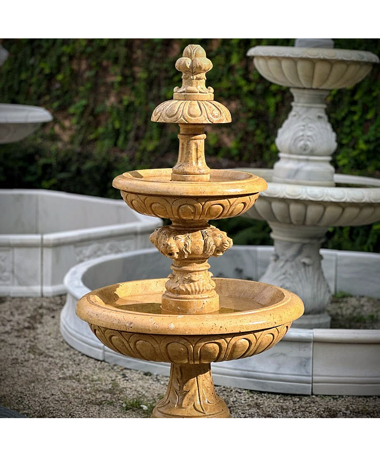 imagem do produto Chafariz em Mármore Amarelo 165cm - FMP388 Design Clássico para Jardins