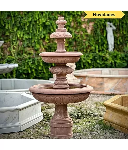 imagem de Chafariz em Mármore Rosso 165cm - FMP387 Beleza e Harmonia no Jardim