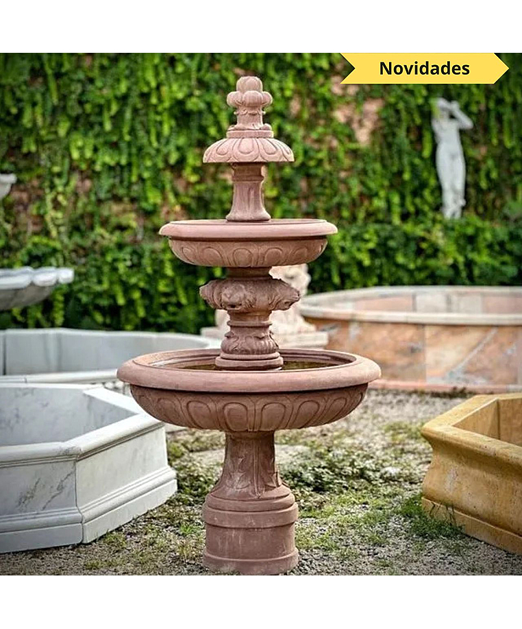 imagem do produto Chafariz em Mármore Rosso 165cm - FMP387 Beleza e Harmonia no Jardim