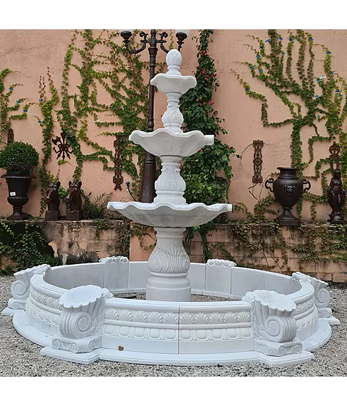 imagem de Chafariz Grande 3 Pratos Mármore Branco 250cm FMP198A