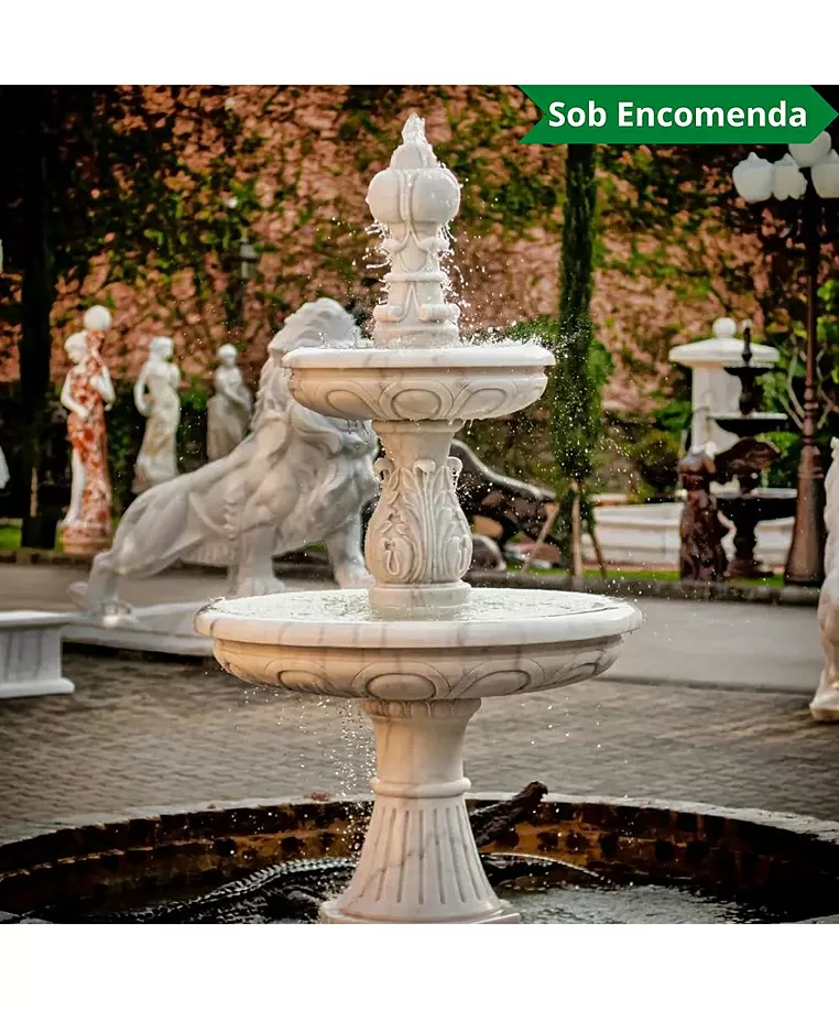 imagem de Chafariz Ornamental Clássico Mármore Branco 240cm - FMP244