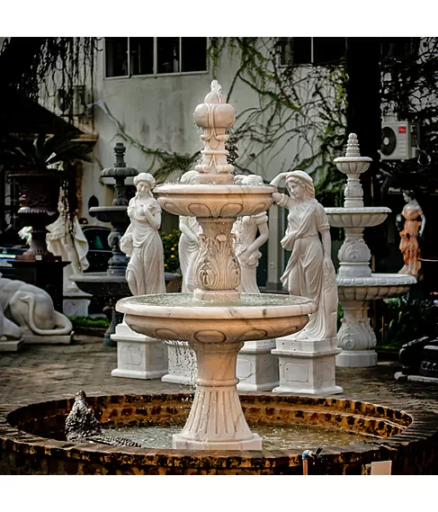 imagem de Chafariz Ornamental Clássico Mármore Branco 240cm - FMP244