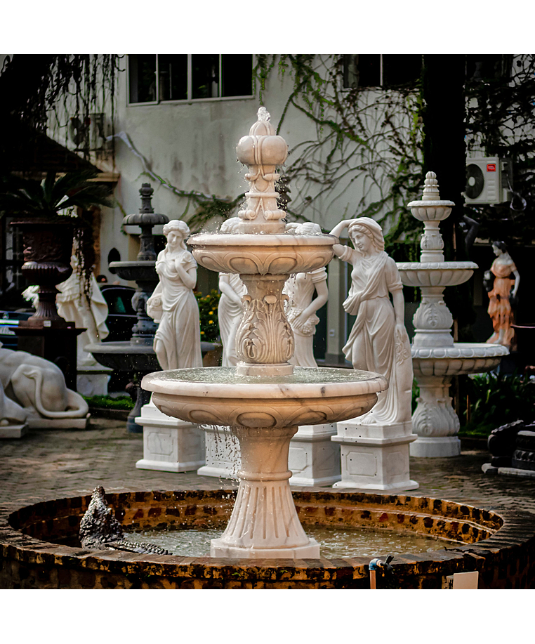 imagem do produto Chafariz Ornamental Clássico Mármore Branco 240cm - FMP244