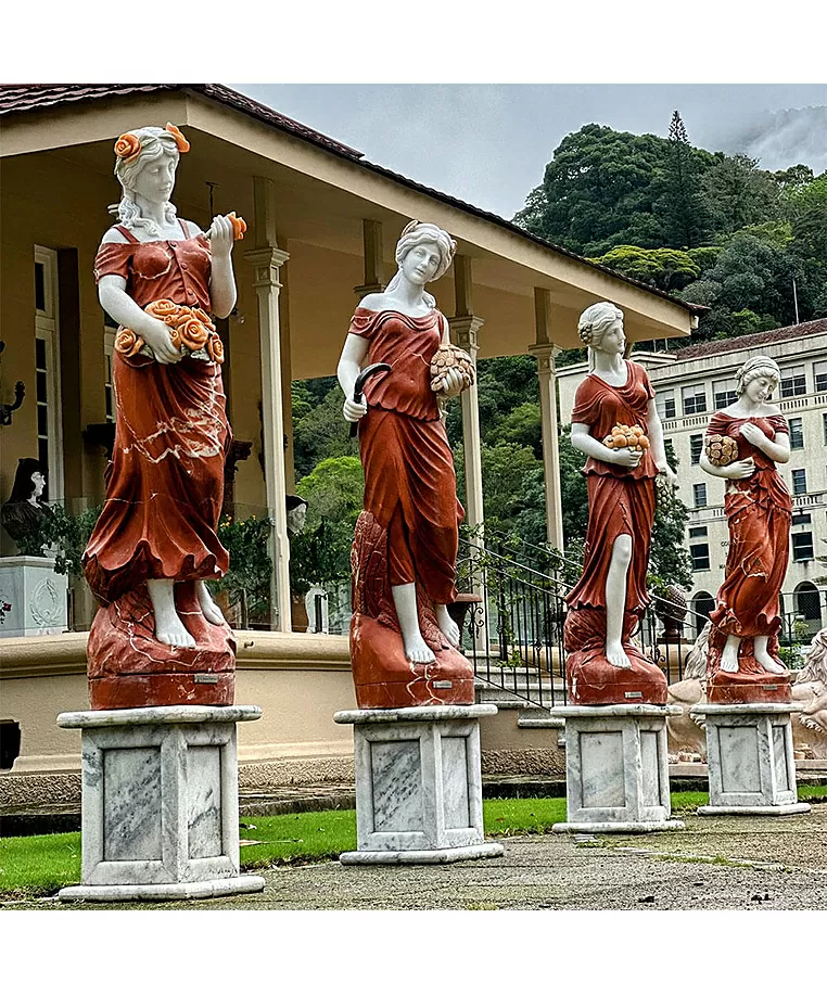 imagem de Escultura 4 Estações 160cm Mármore Color - EMP473 Peça Decorativa Elegante