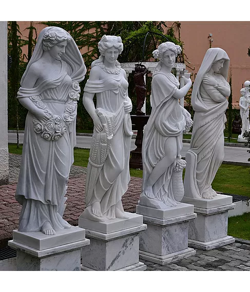 imagem de Escultura 4 Esta��es 160cm M�rmore Branco - EMP496