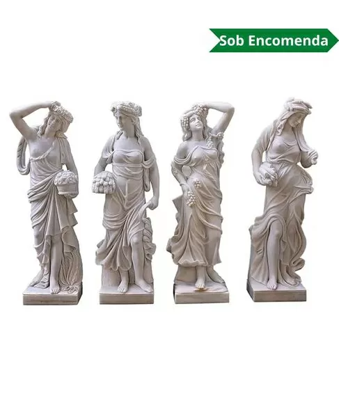 imagem de Escultura 4 Esta��es 160cm M�rmore Branco - EMP516