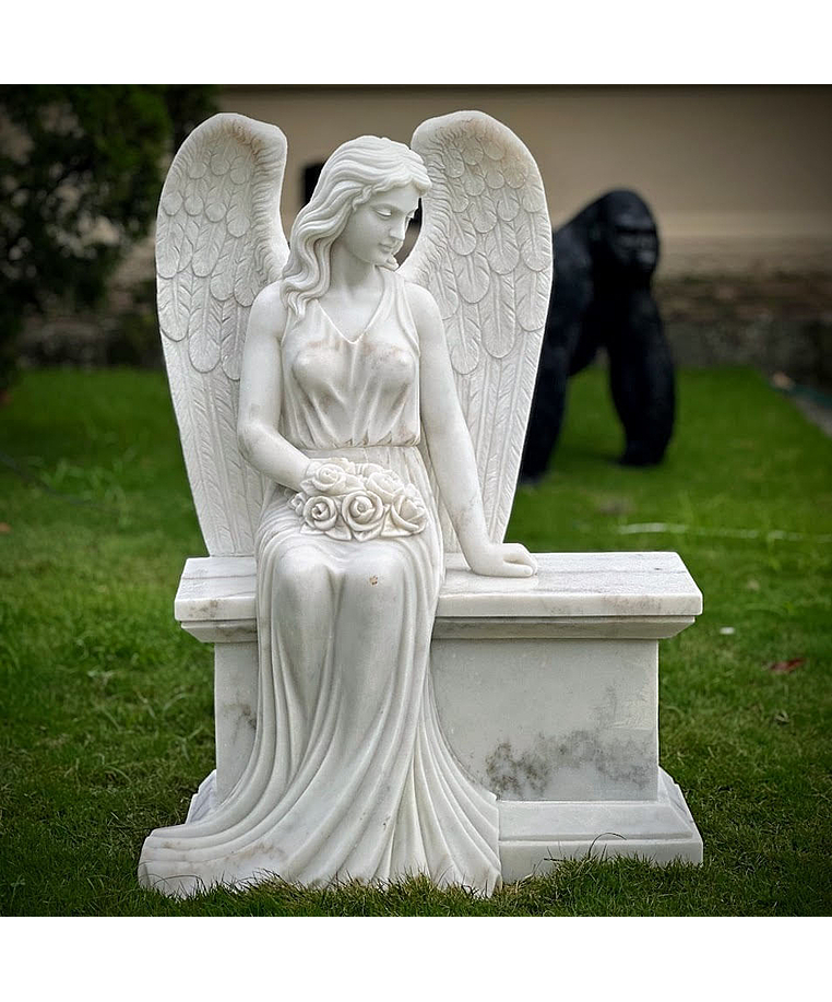 imagem do produto Escultura Anjo Sereno M�rmore Branco 110cm - EMP747