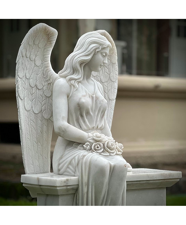 imagem do produto Escultura Anjo Sereno M�rmore Branco 110cm - EMP747