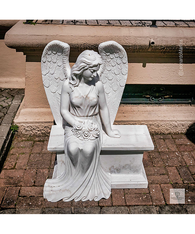 imagem do produto Escultura Anjo Sereno M�rmore Branco 110cm - EMP747