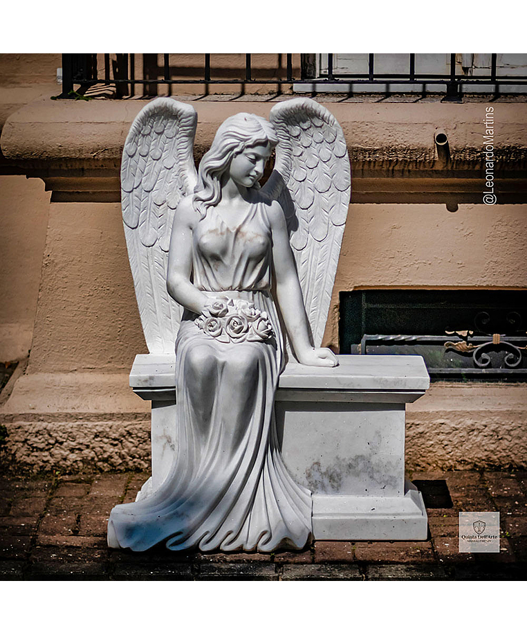 imagem do produto Escultura Anjo Sereno M�rmore Branco 110cm - EMP747