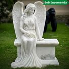 imagem do produto Escultura Anjo Sereno M�rmore Branco 110cm - EMP747
