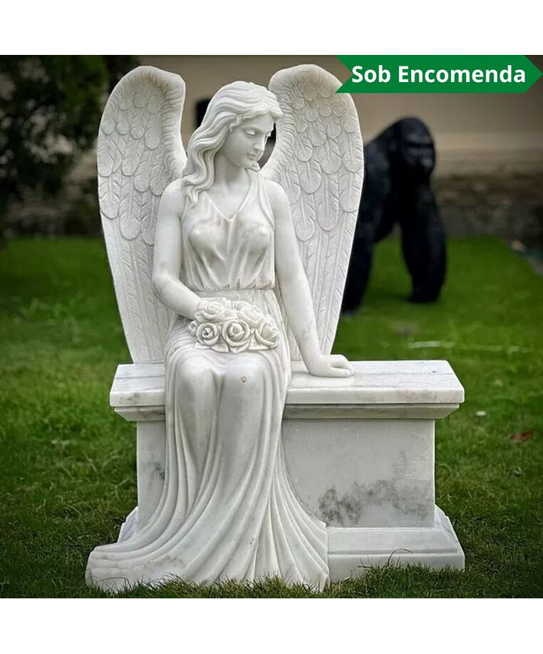 imagem do produto Escultura Anjo Sereno M�rmore Branco 110cm - EMP747