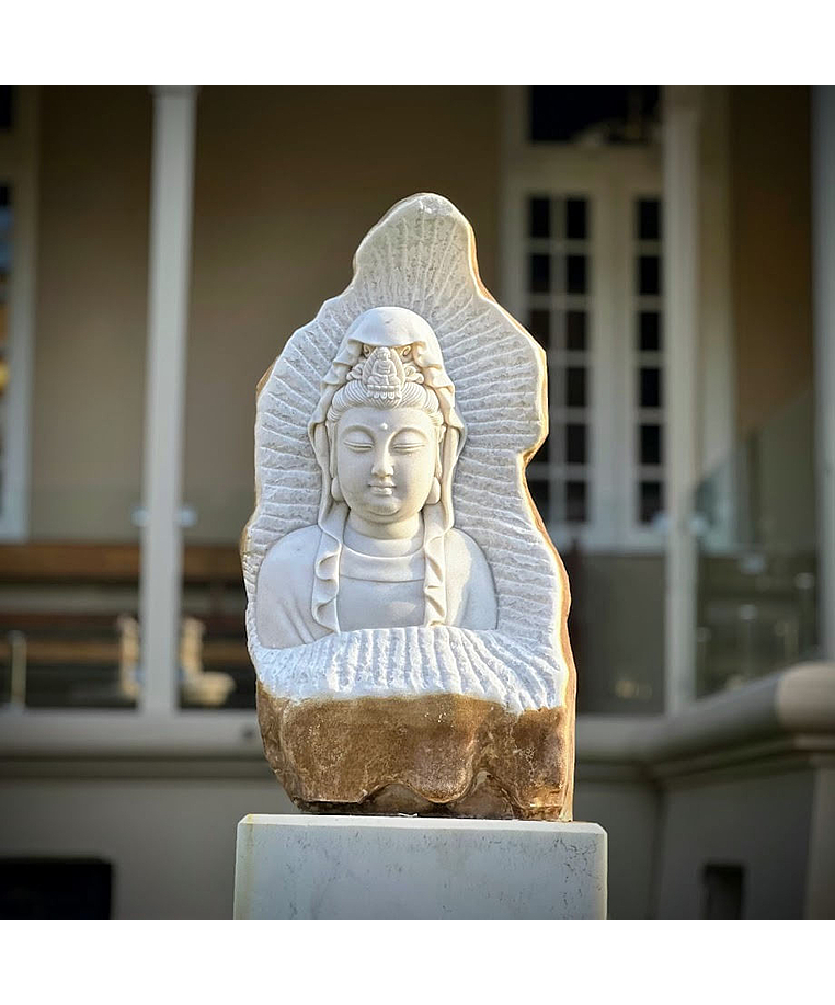 imagem do produto Escultura Buda Serenidade Mármore Branco 80cm - EMP715 Arte Decorativa Sofisticada