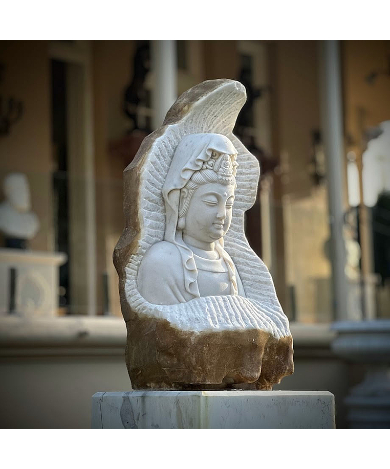 imagem do produto Escultura Buda Serenidade Mármore Branco 80cm - EMP715 Arte Decorativa Sofisticada