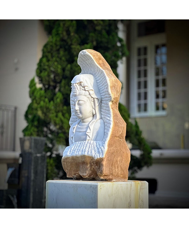 imagem do produto Escultura Buda Serenidade Mármore Branco 80cm - EMP715 Arte Decorativa Sofisticada