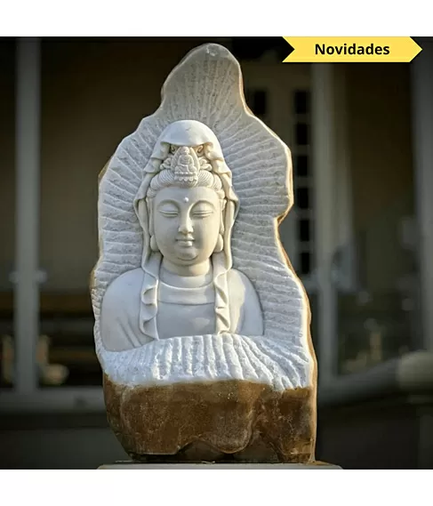 imagem de Escultura Buda Serenidade M�rmore Branco 80cm - EMP715