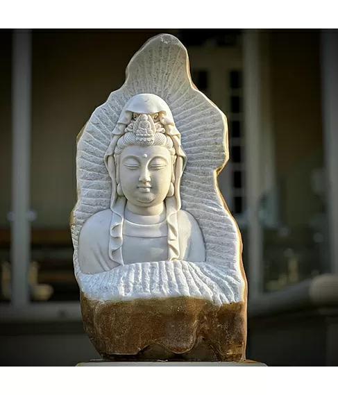 imagem de Escultura Buda Serenidade M�rmore Branco 80cm - EMP715