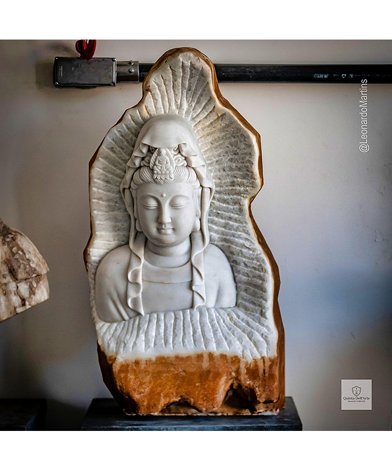 imagem do produto Escultura Buda Serenidade M�rmore Branco 80cm - EMP715