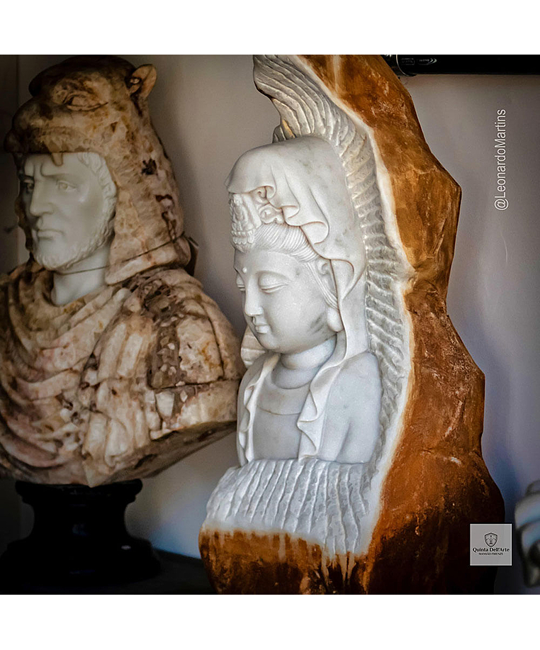 imagem do produto Escultura Buda Serenidade M�rmore Branco 80cm - EMP715