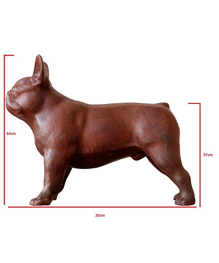 imagem do produto Escultura Cachorro Bulldog Francês em Ferro Fundido 34cm VRF268