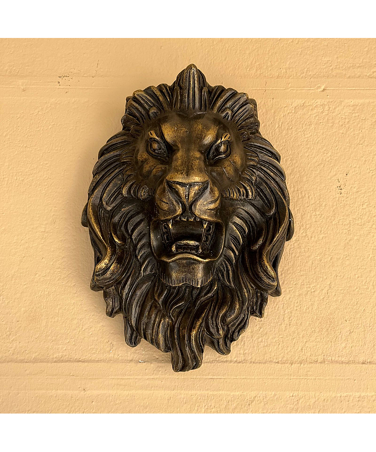 imagem do produto Escultura Cara de Leão em Bronze 34cm EBZ605 Detalhes Marcantes